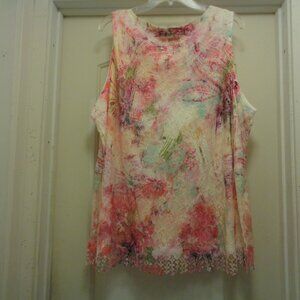 ROMANTIC PAST GARDEN PARTY FEMININE SLEEVELESS LACEY SHELL BLOUSE XX L